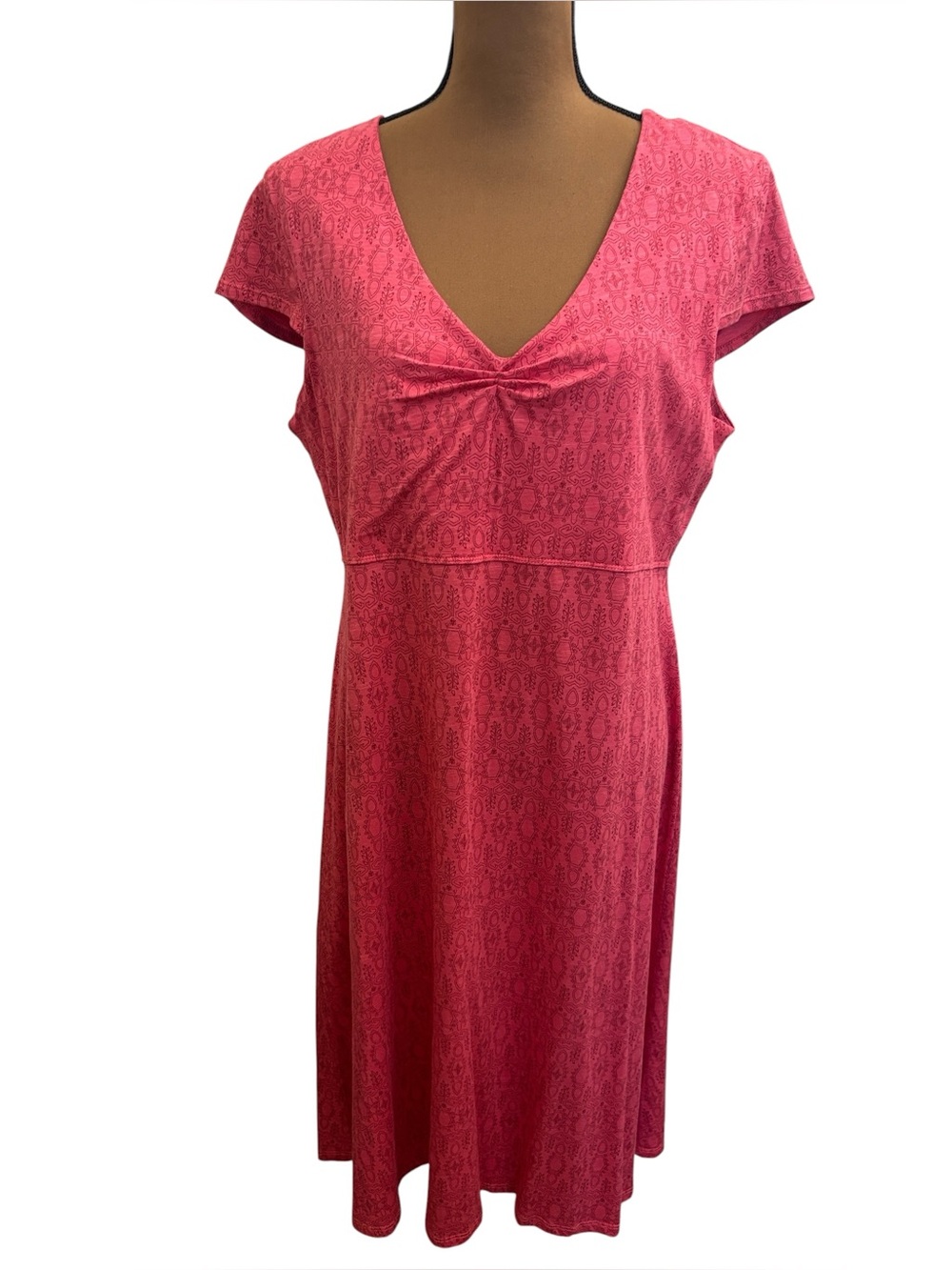 Toad & Co Rosemarie Coral Geo Print Stretch Athletic Dress Size XL